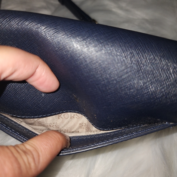 AUTHENTIC MICHAEL KORS crossover purse saffiano leather blue tone - Picture 10 of 16